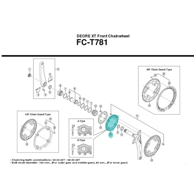 Plateau Shimano Deore XT Intérieur 32T B-Type - Y1MM98130 1 Plateau Shimano Deore XT Intérieur 32T B-Type - Y1MM98130